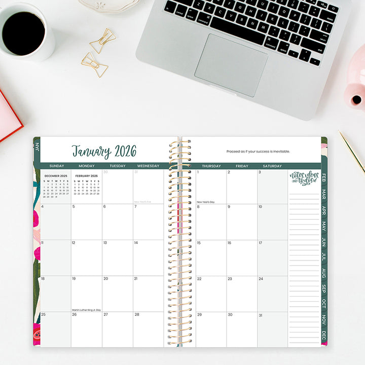 2026 Soft Cover Planner, 5.5" x 8.25", Pink Poppies