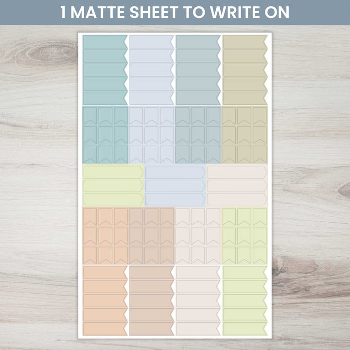 A mock up of the final matte sheet explaining that one sheet is matte to write on. 