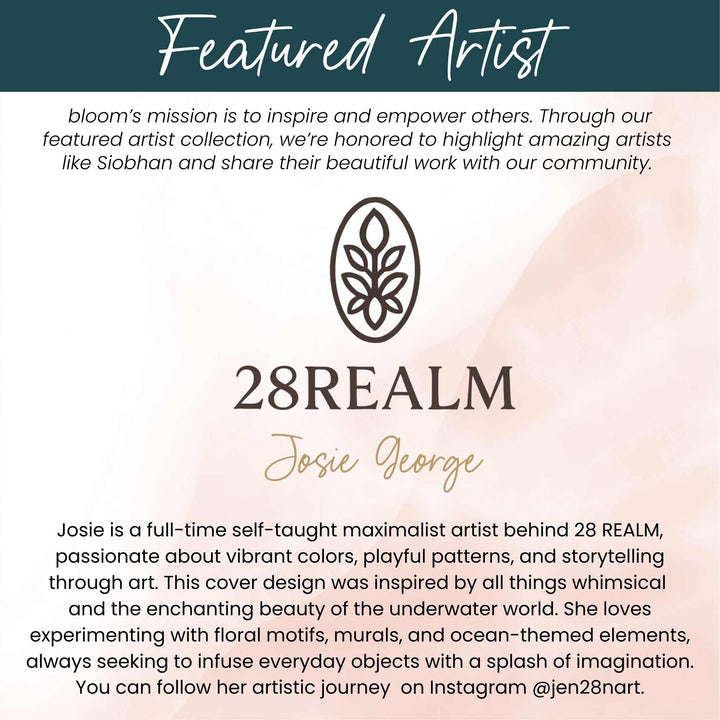 Promotional graphic for 28 REALM featuring Josie George with text about the artist and their work.