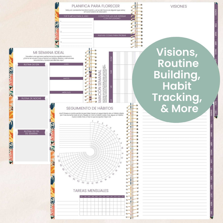 Undated Spanish Planner, Cheerful Garden