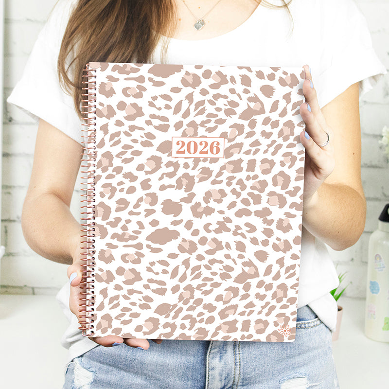 2026 Soft Cover Planner, 8.5" x 11", Tan Leopard