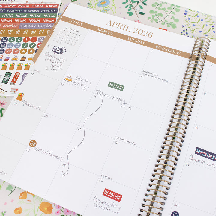 2026 Timed Vertical Weekly Planner, 8.5" x 11", Interchangeable Cover