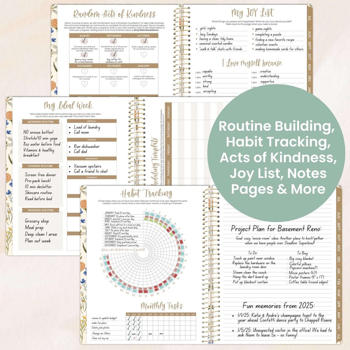 2025-26 Soft Cover Planner, 8.5" x 11", Whimsical Wildflowers
