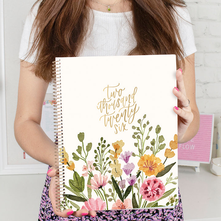 2026 Soft Cover Planner, 8.5" x 11", Beige Bouquet