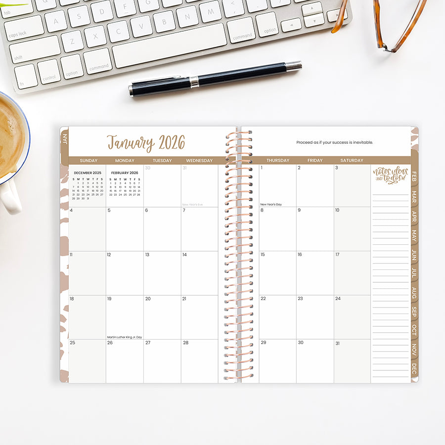 2026 Soft Cover Planner, 5.5" x 8.25", Tan Leopard