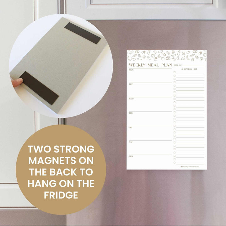 Planning Pad, 6" x 9", Meal Planning Pad with Magnets, Modern Gold