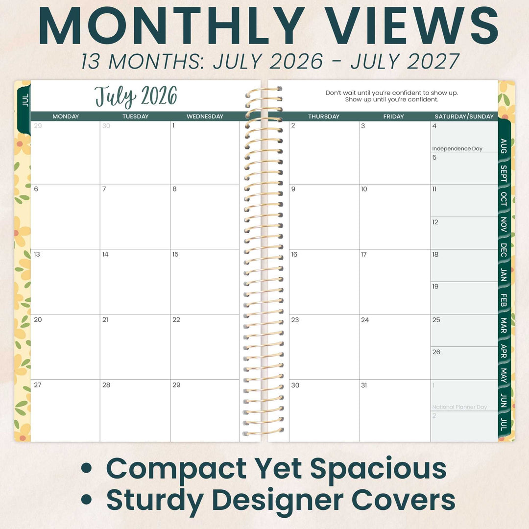 2026–27 Soft Cover Planner, 4" x 6" | Butter Yellow Daisies - bloom daily planners