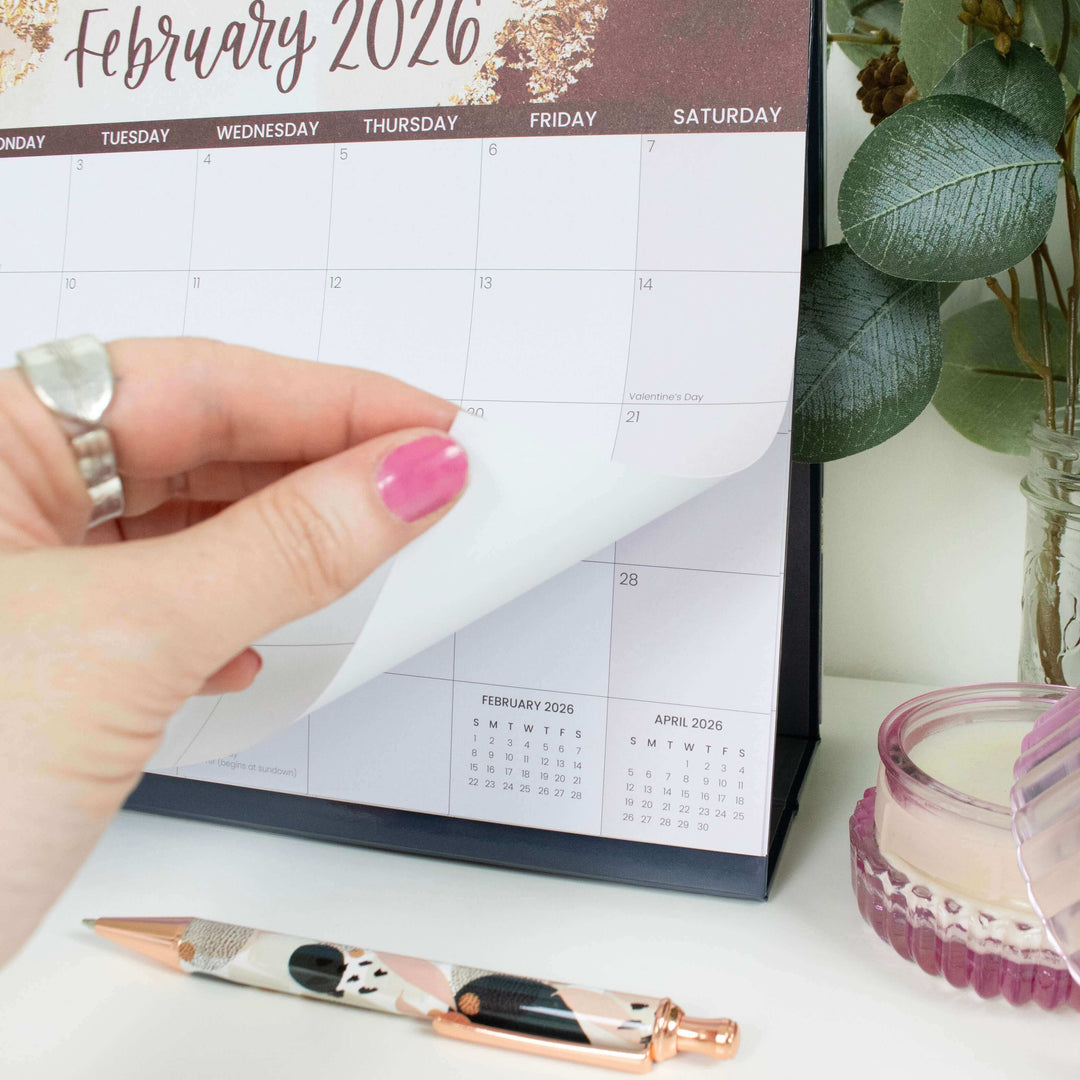 2025-2026 19 Month Standing Flip Desk Calendar, 8 2025-2026-19-month-standing-flip-desk-calendar-8-x-10-watercolor-bloom-daily-planners