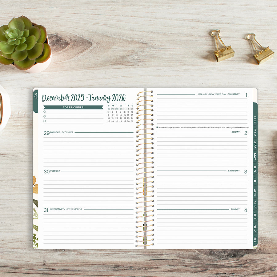 2026 Soft Cover Planner, 5.5" x 8.25", Beige Bouquet