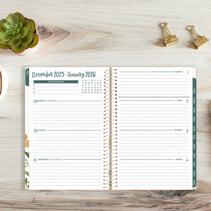2026 Soft Cover Planner, 5.5" x 8.25", Beige Bouquet