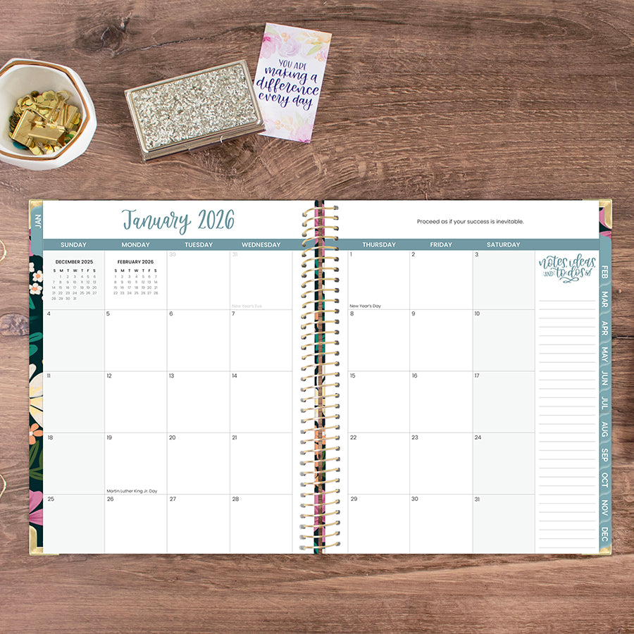 2026 Hard Cover Planner, 8.5" x 11", Blooming Wildly