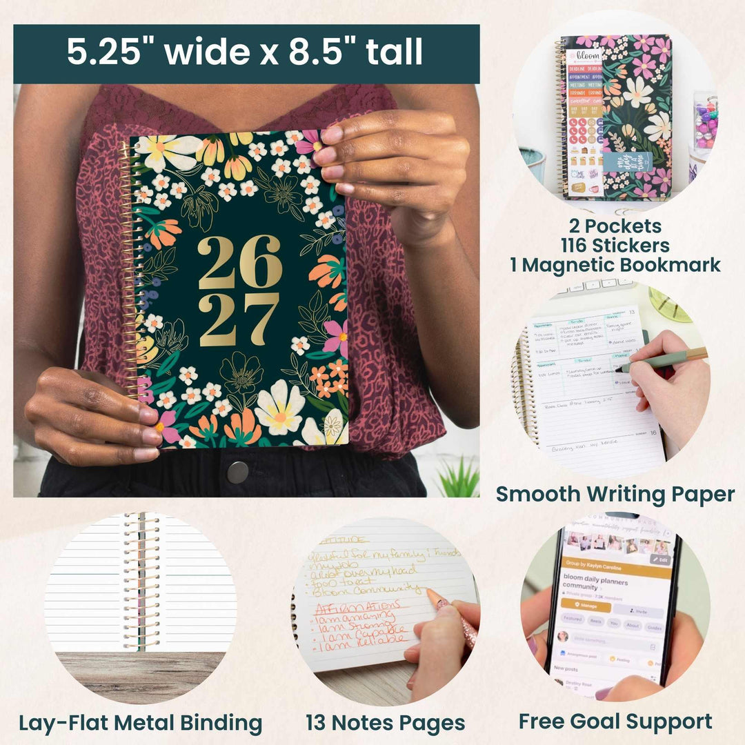 2026-27 Soft Cover Planner, 5.5" x 8.25" | Blooming Wildly - bloom daily planners