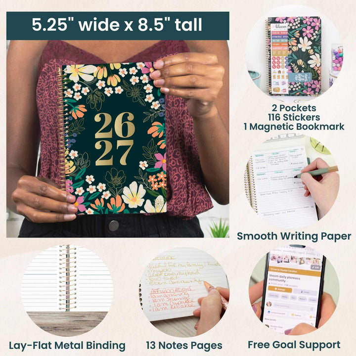 2026-27 Soft Cover Planner, 5.5" x 8.25" | Blooming Wildly - bloom daily planners