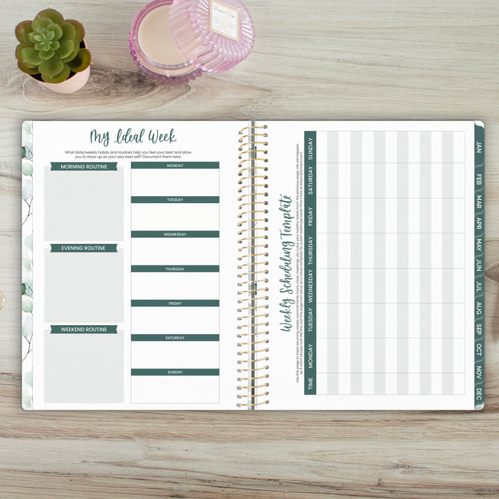 2025 Soft Cover Planner, 8.5" x 11", Boho Greenery