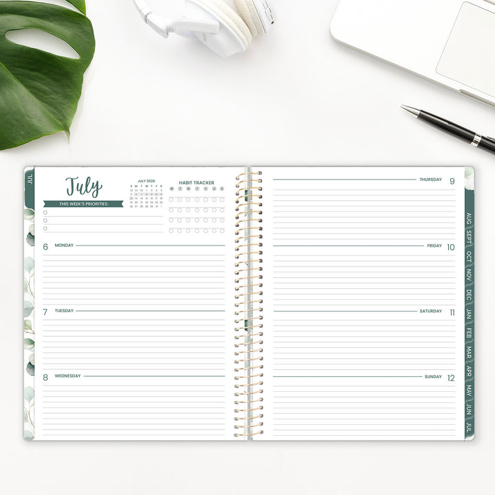 2026–27 Soft Cover Planner, 8.5" x 11" | Boho Greenery - bloom daily planners