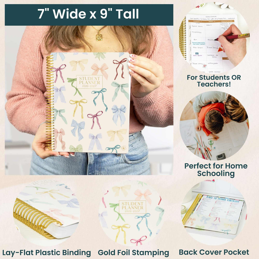 2026–27 Daisy Column Academic Planner, 7" x 9" | Bows - bloom daily planners