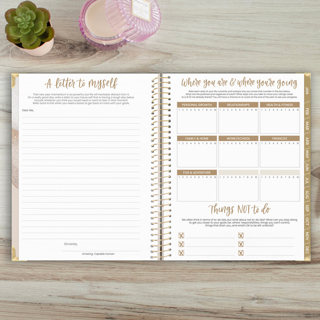 2025 Hard Cover Planner, 8.5" x 11", Brushed Beige