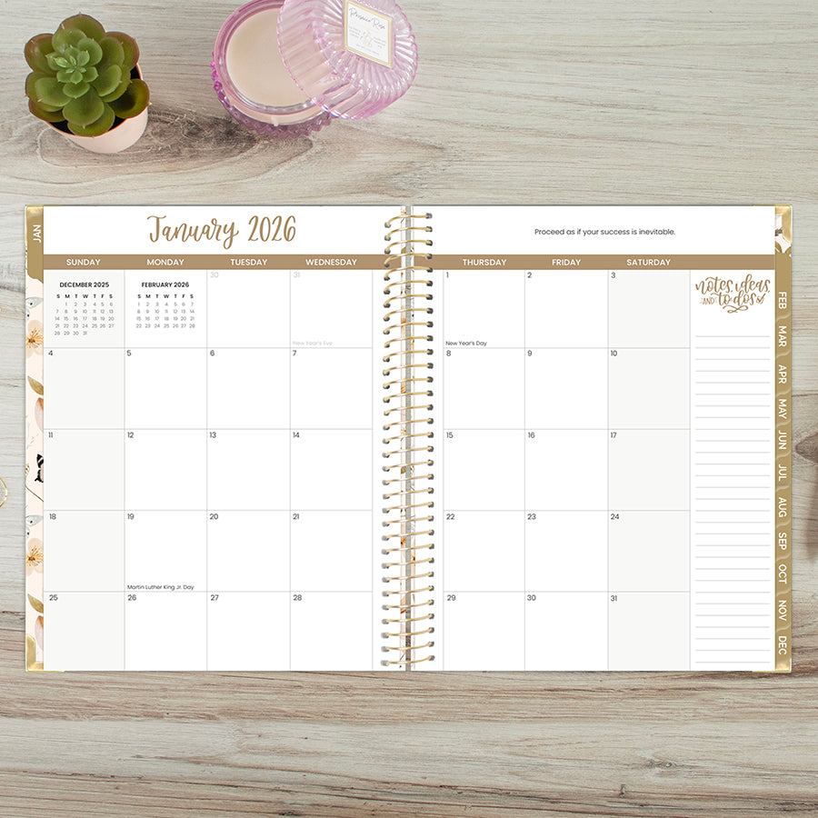 2026 Hard Cover Planner, 8.5" x 11", Butterfly Garden