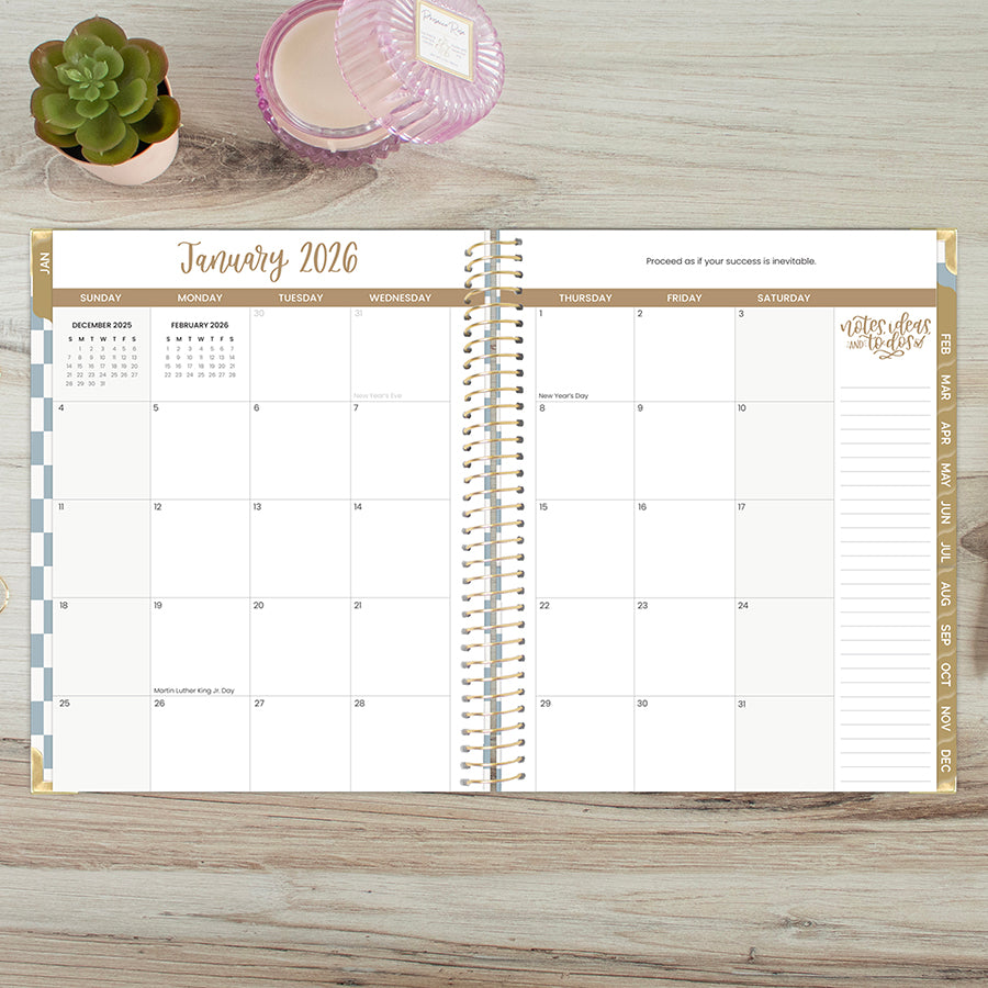 2026 Hard Cover Planner, 8.5" x 11", Checkered