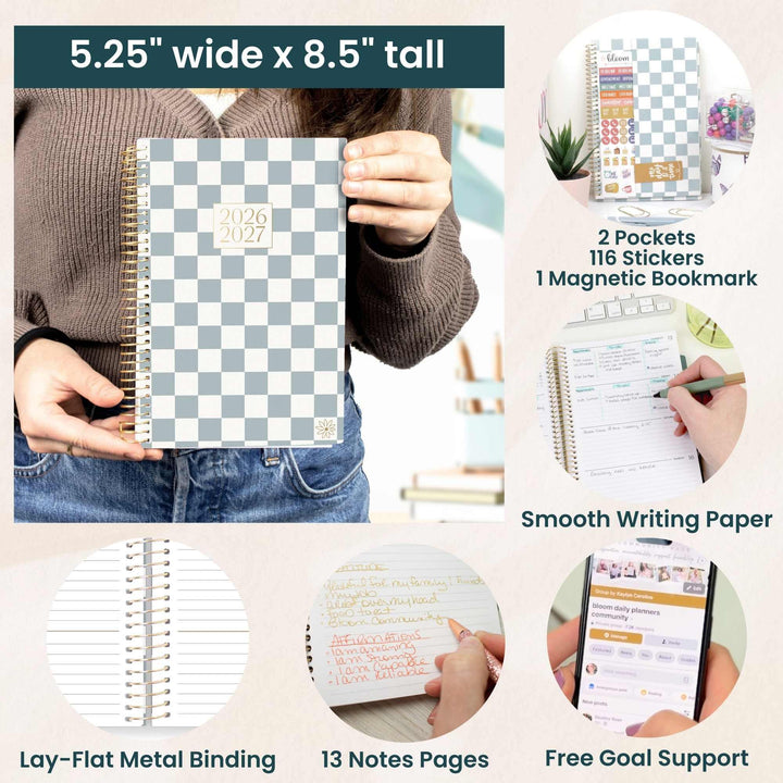 2026–27 Soft Cover Planner, 5.5" x 8.25" | Checkered - bloom daily planners