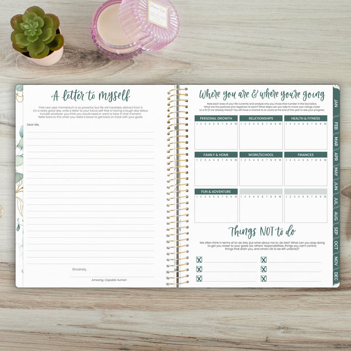 2025 Soft Cover Planner, 8.5" x 11", Eucalyptus, White