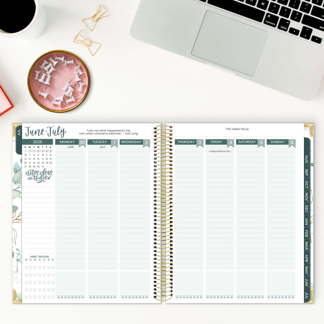 2025-26 Vision Planner, 7.5" x 9", Eucalyptus, White