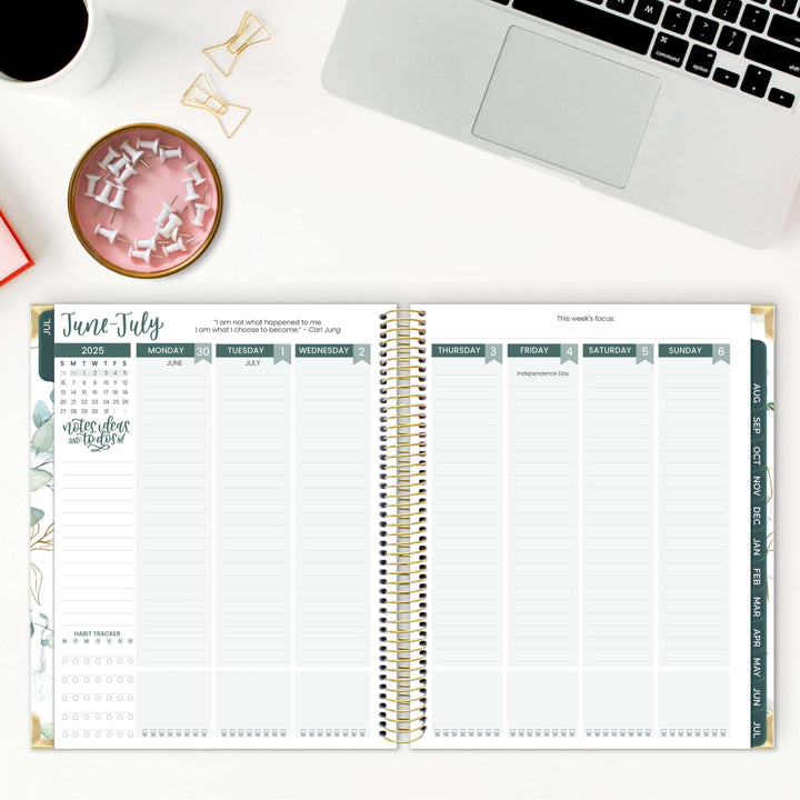 2025-26 Vision Planner, 7.5" x 9", Eucalyptus, White