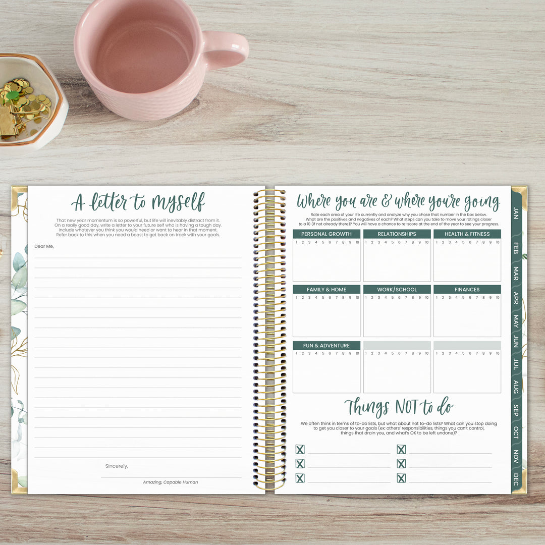 2025 Vision Planner, 7.5" x 9", Eucalyptus, White