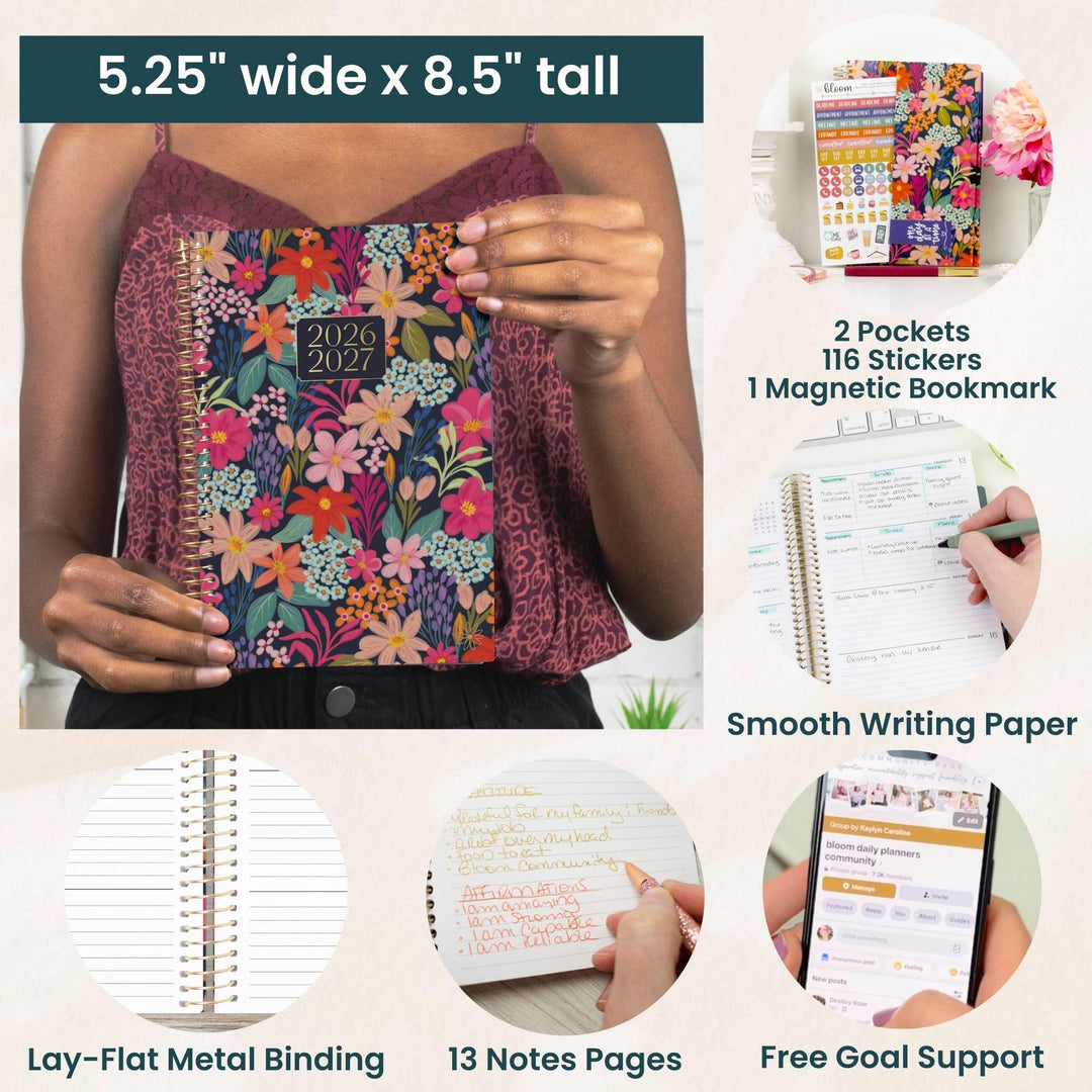 2026–27 Soft Cover Planner, 5.5" x 8.25" | Floral Fiesta - bloom daily planners
