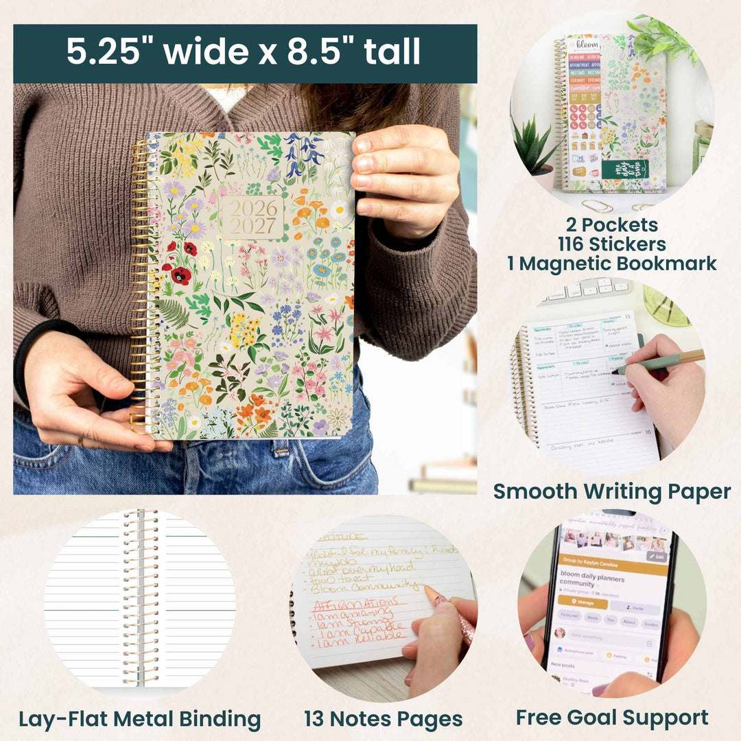 2026–27 Soft Cover Planner, 5.5" x 8.25" | Garden Party - bloom daily planners
