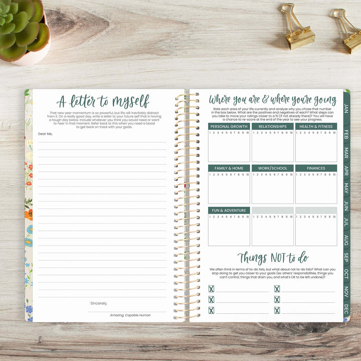 2025 Soft Cover Planner, 5.5" x 8.25", Garden Party, Beige