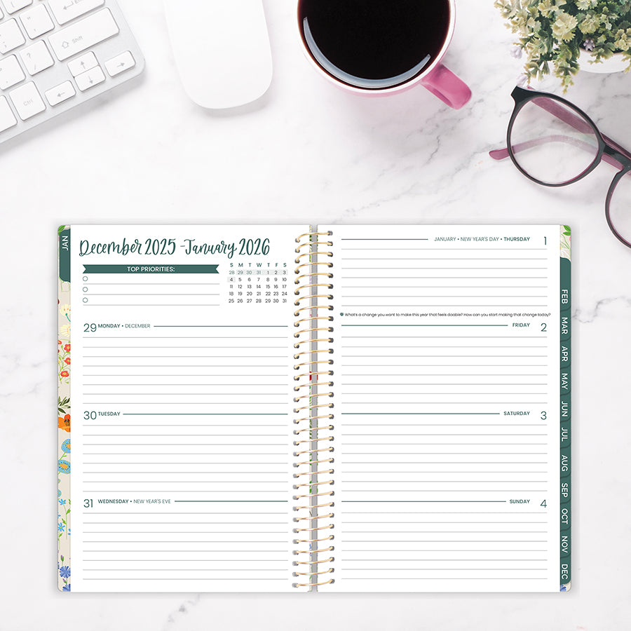 2026 Soft Cover Planner, 5.5" x 8.25", Garden Party, Beige