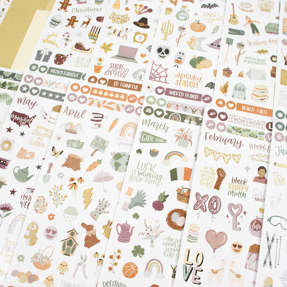 Planner Sticker Value Pack, Monthly Celebrations, Cool Tones