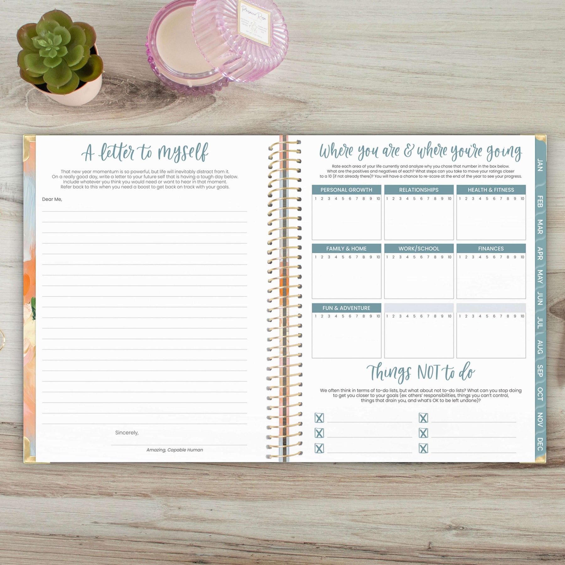 2025 Hard Cover Planner, 8.5" x 11", Painted Peonies bloom daily planners