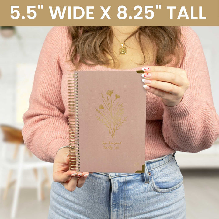 2026 Hard Cover Planner, 5.5" x 8.25", Linen, Pink