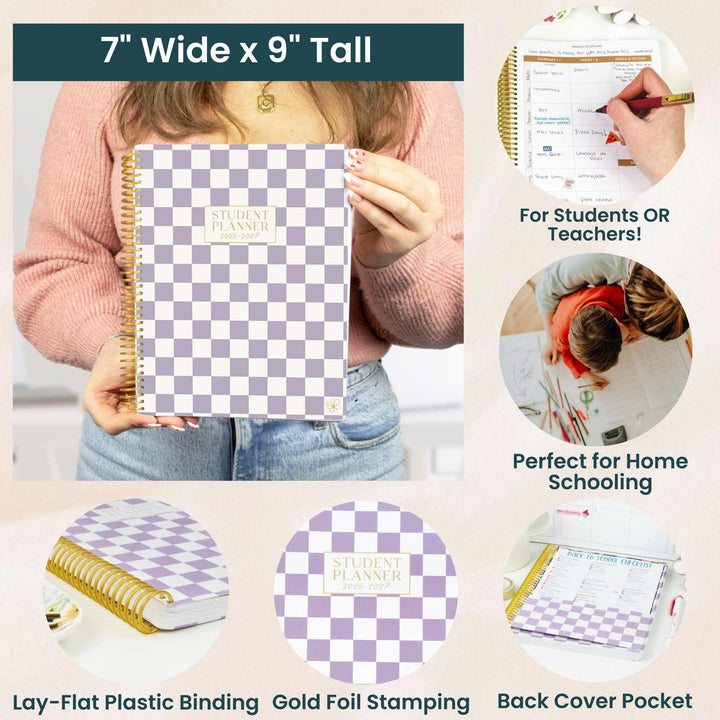 2026–27 Daisy Column Academic Planner, 7" x 9" | Checkered - bloom daily planners