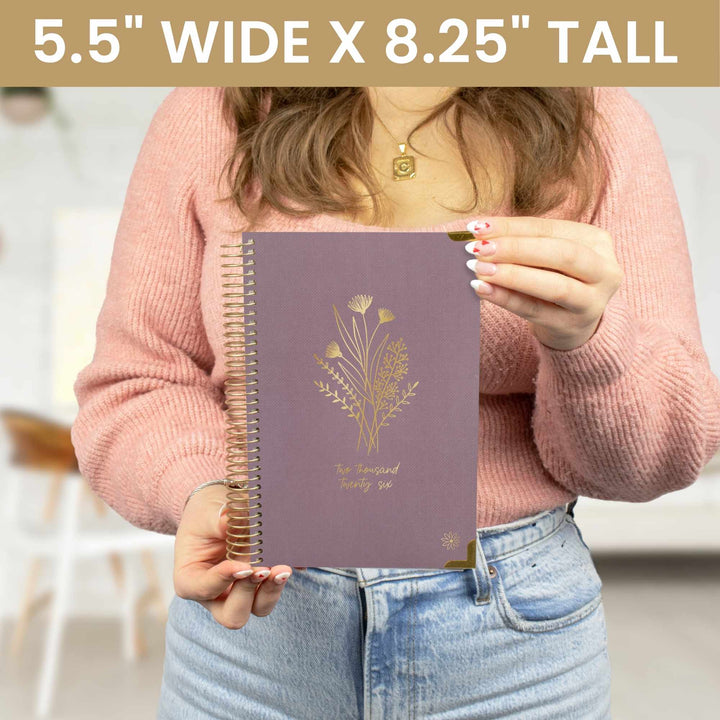 2026 Hard Cover Planner, 5.5" x 8.25", Linen, Purple