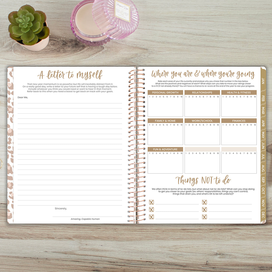 2026 Soft Cover Planner, 8.5" x 11", Tan Leopard