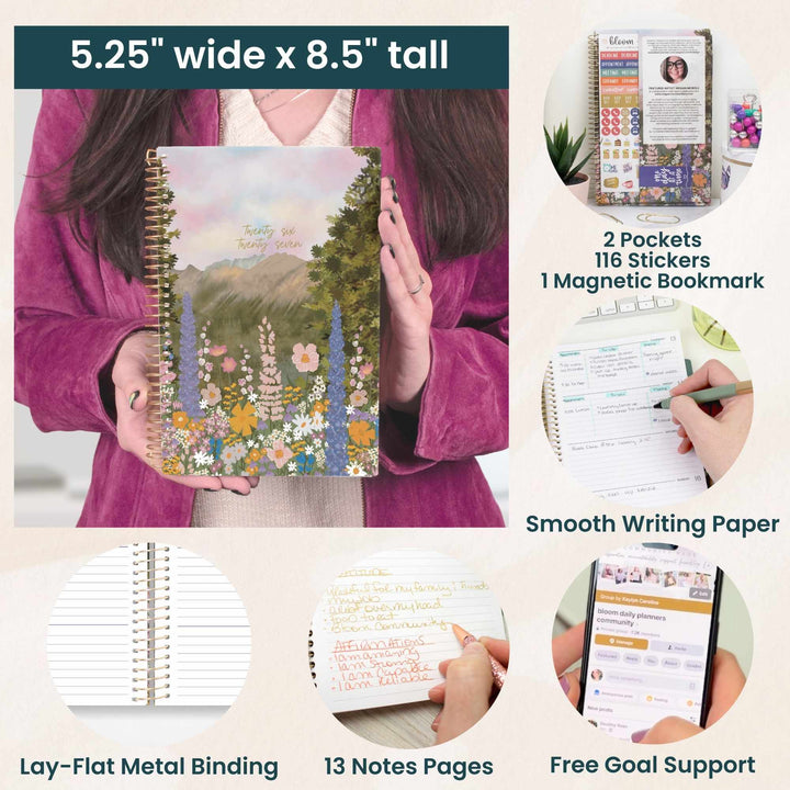 2026–27 Soft Cover Planner, 5.5" x 8.25" | Wildflower Mountainside - bloom daily planners