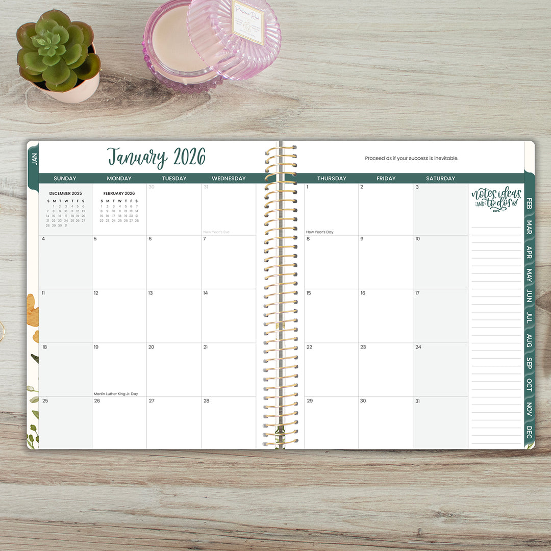 2026 Soft Cover Planner, 8.5" x 11", Beige Bouquet