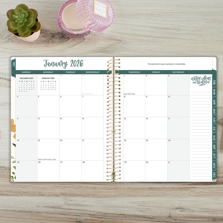 2026 Soft Cover Planner, 8.5" x 11", Beige Bouquet