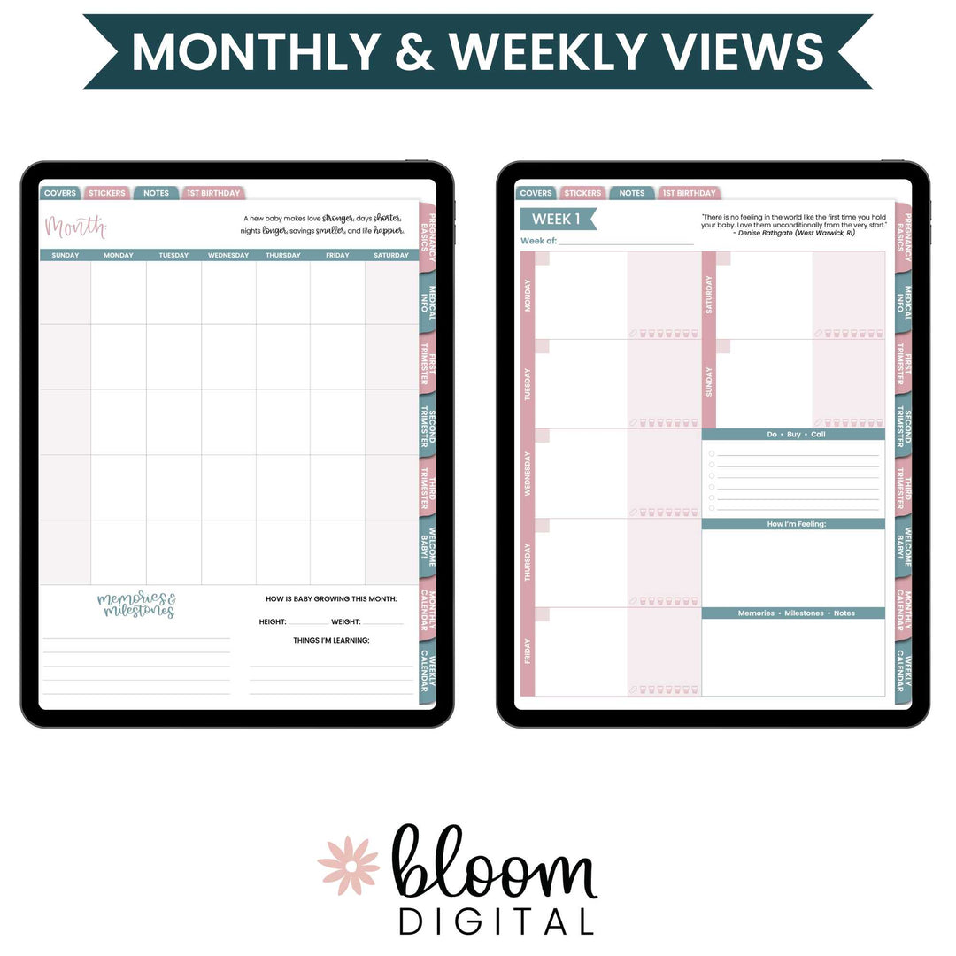 Digital Planner, Pregnancy & Baby's First Year