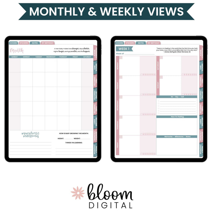 Digital Planner, Pregnancy & Baby's First Year