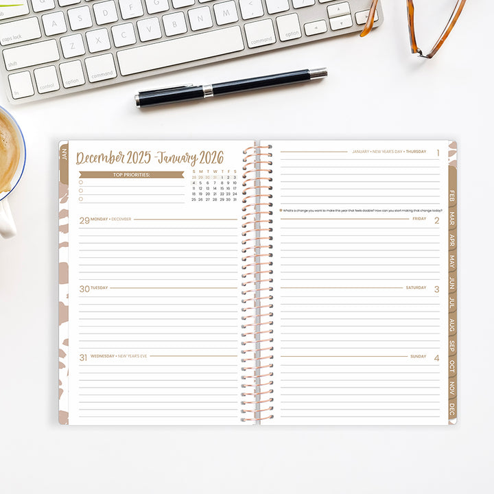 2026 Soft Cover Planner, 5.5" x 8.25", Tan Leopard