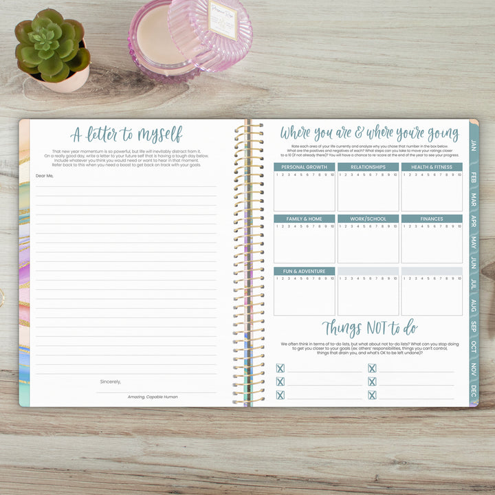 2025 Soft Cover Planner, 8.5" x 11", Watercolor Waves