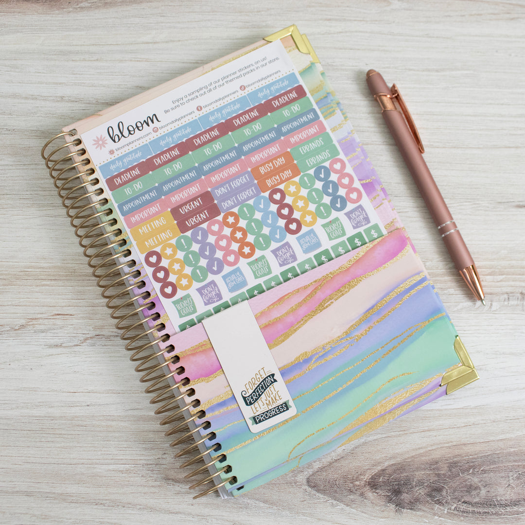 2025 Hard Cover Planner, 5.5" x 8.25", Watercolor Waves