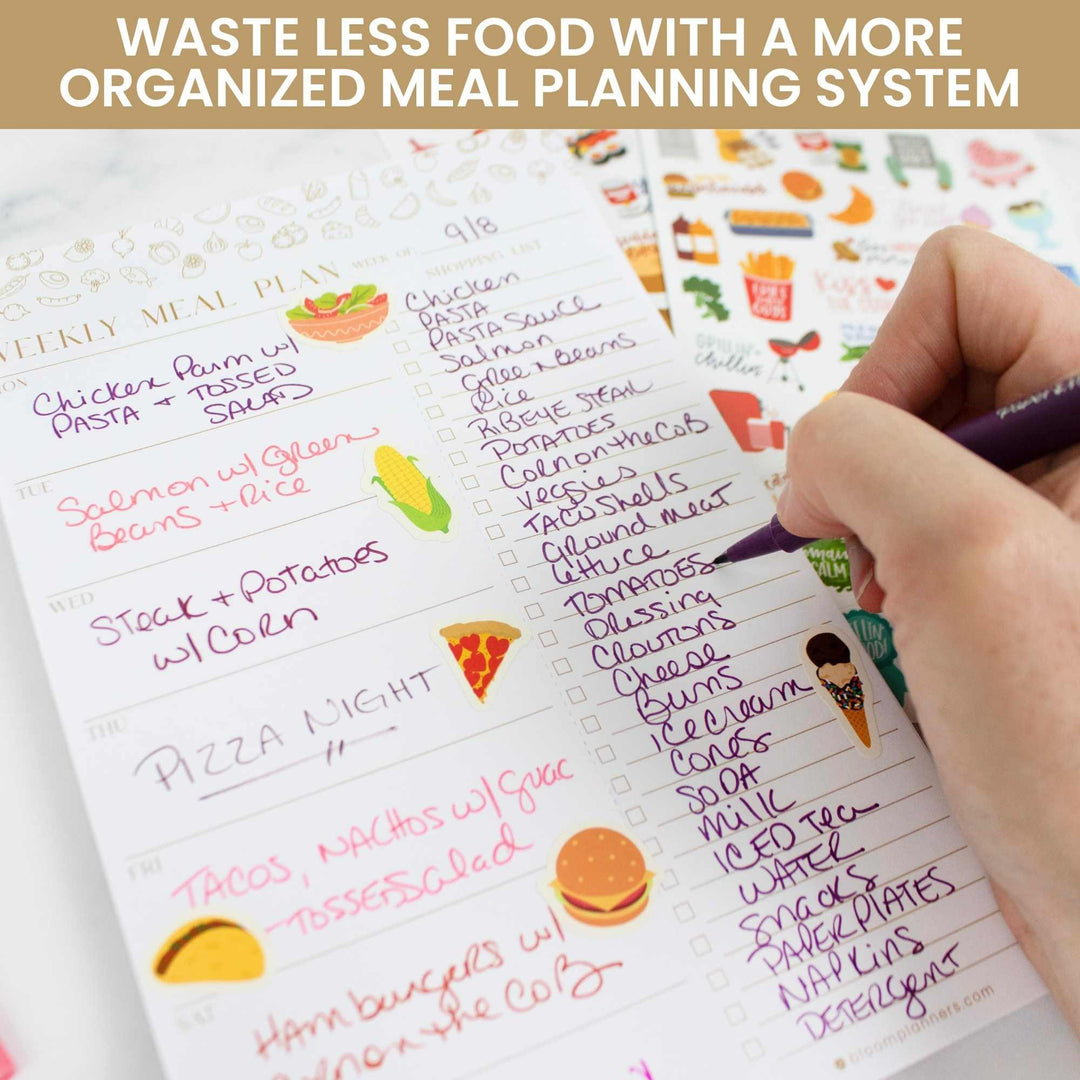 Planning Pad, 6" x 9", Meal Planning Pad with Magnets, Modern Gold