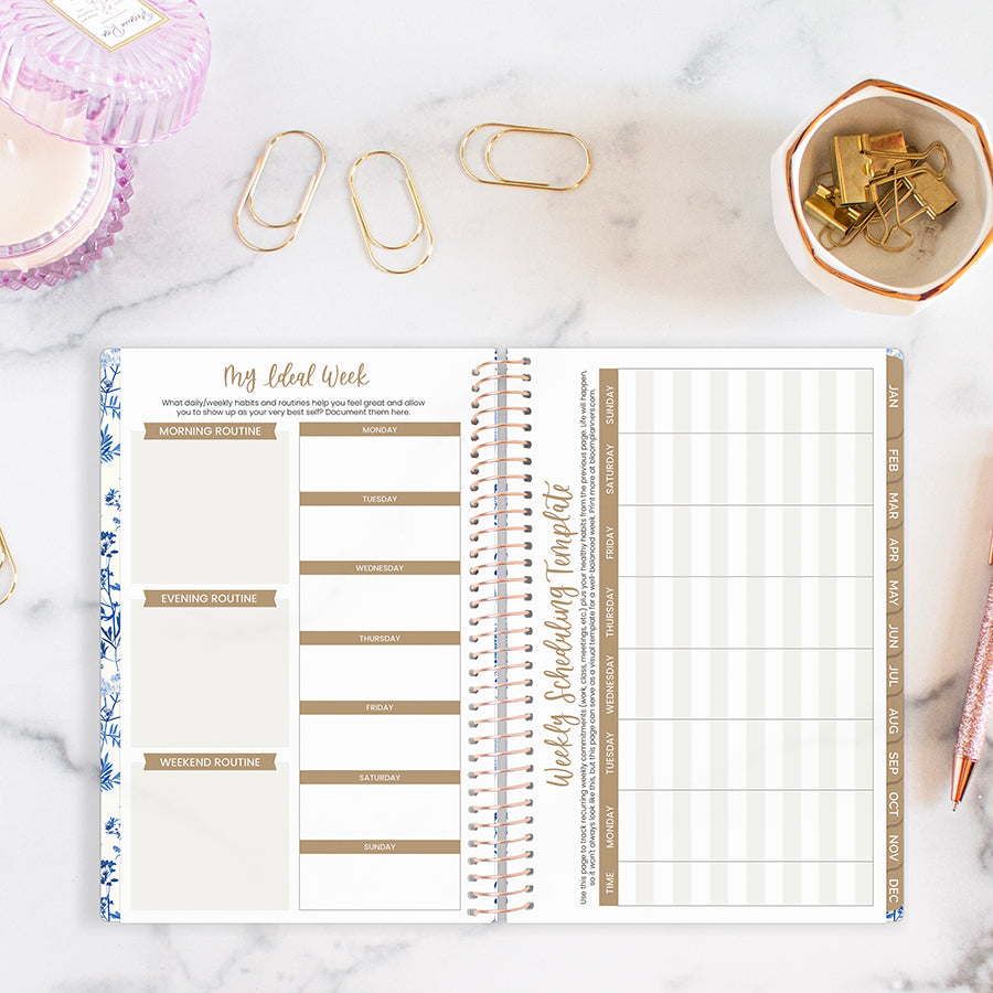 2026 Soft Cover Planner, 5.5" x 8.25", Blue & White Floral