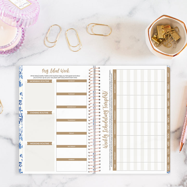 2026 Soft Cover Planner, 5.5" x 8.25", Blue & White Floral