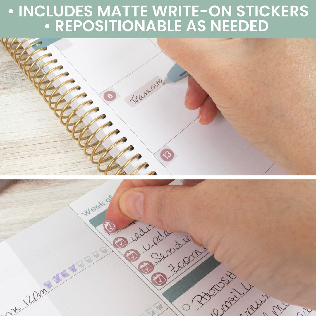 Planner Stickers, Calendar Essentials Pack, Retro Rainbow